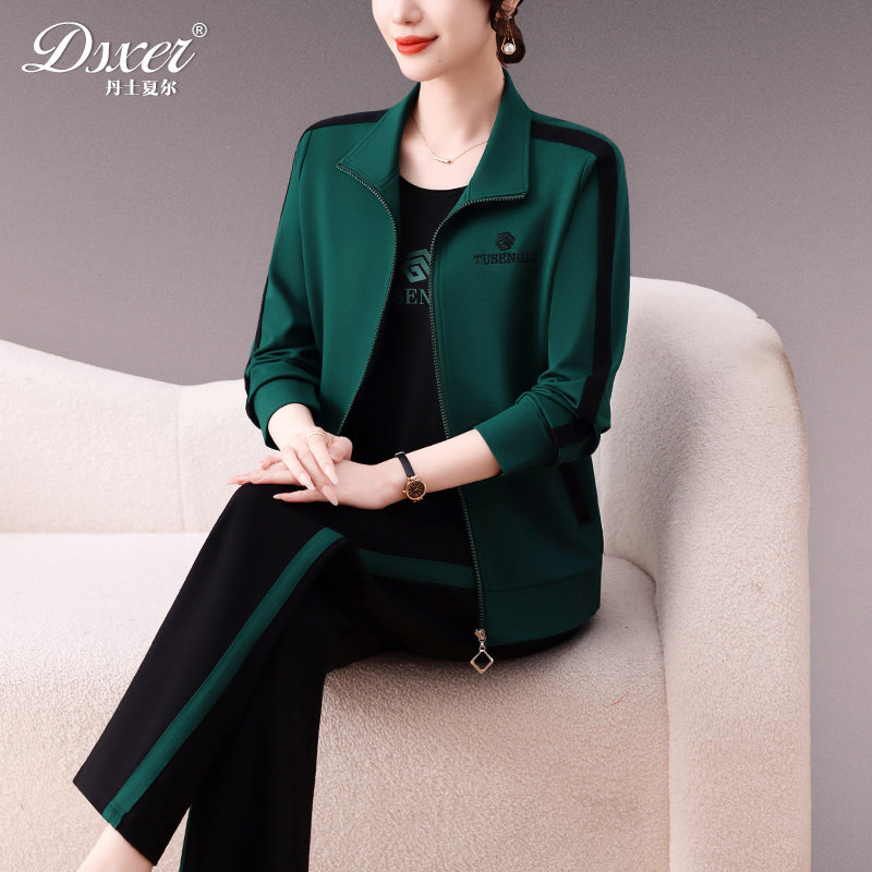 中老年运动服套装女春秋2026新款妈妈跑步健身宽松显瘦休闲三件套