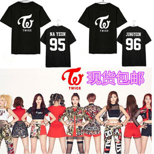 TWICE林娜琏俞定延平井桃MOMO周子瑜同款短袖T恤 宽松纯棉情侣夏