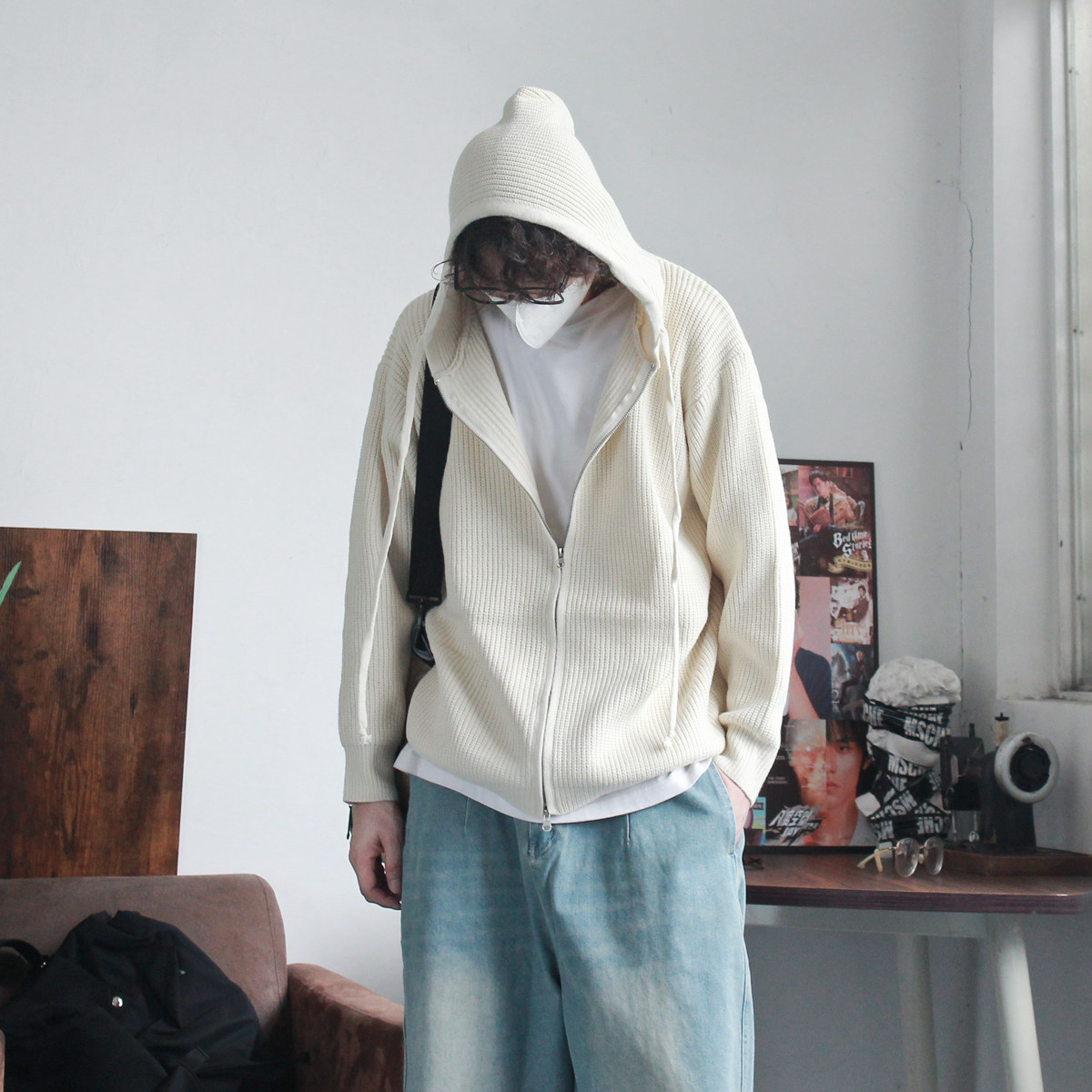 阿爆先生2024秋冬连帽针织毛衣男拉链针织毛衣修身韩版潮流毛衣潮,男装,针织衫/毛衣,淘宝优惠券,粉丝福利购,淘宝优惠卷