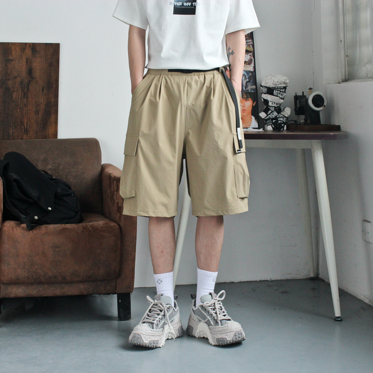 阿爆先生日系复古工装五分裤男cityboy休闲百搭短裤大口袋短裤潮,男装,休闲裤,淘宝优惠券,粉丝福利购,淘宝优惠卷