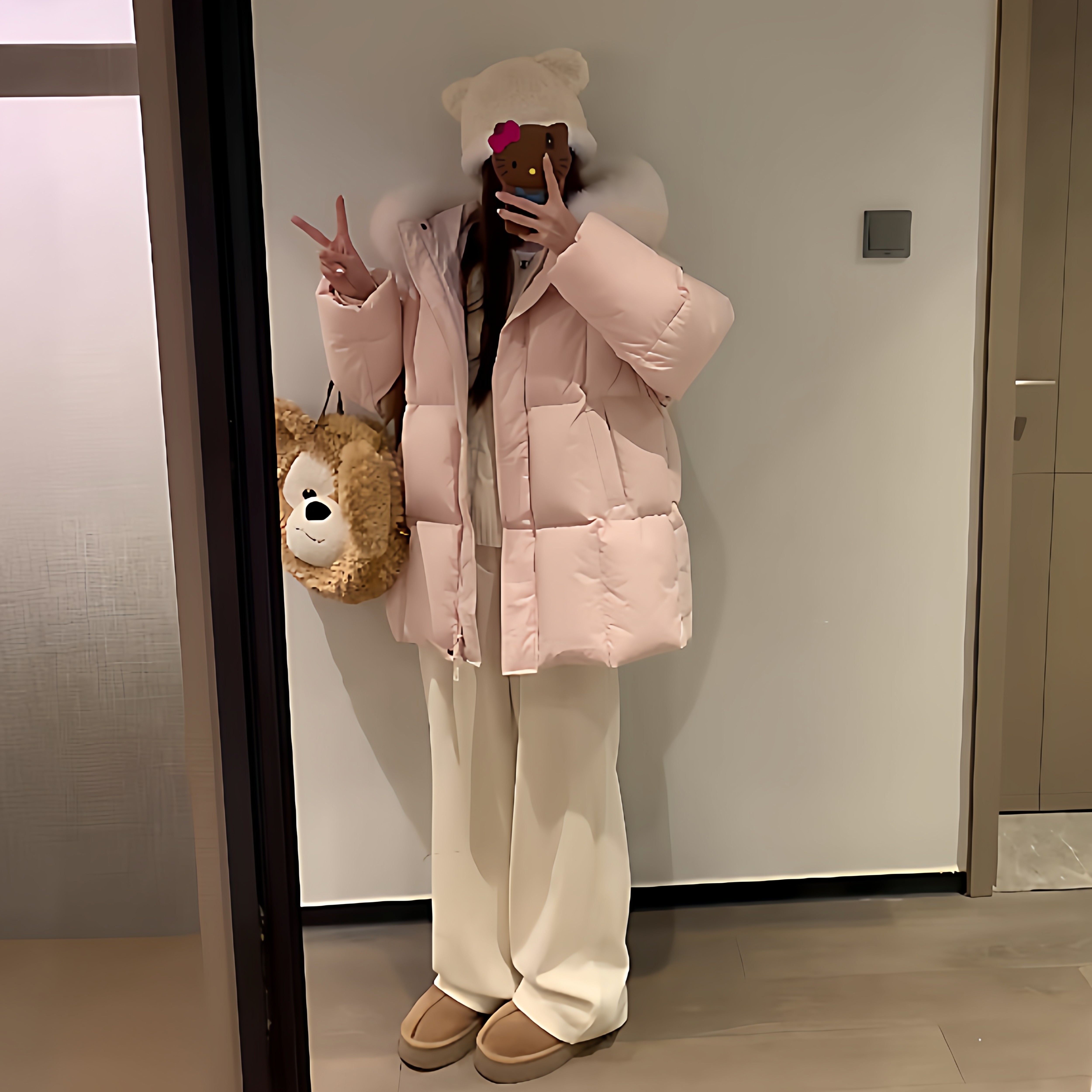 2025年冬季新款羽绒服中长款韩版圆领加厚白鸭绒保暖简约情侣外套