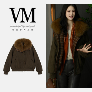 狐狸毛领TM5622外套57cm1260g充绒75g 双面穿白鹅绒服 皓雪