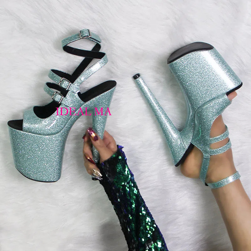 IDEAL MA 新款20厘米钢管舞超高跟鞋欧美时尚大鱼嘴主持走秀凉鞋