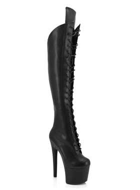 17cm18厘米钢管舞高跟鞋过膝靴舞台表演模特走秀哑光黑色长筒靴子