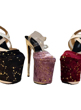 IDEAL MA新款时尚丝绒带星星保护套高跟鞋防水台防刮钢管舞鞋套