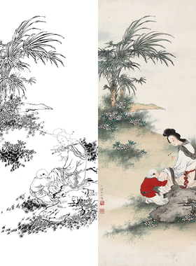 王叔晖传统仕女人物白描底稿