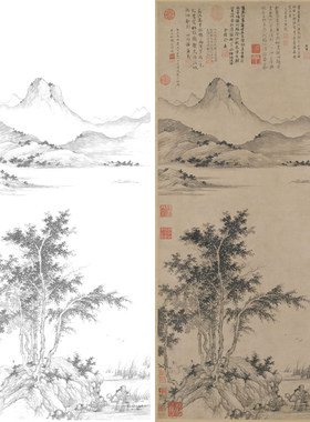 古画山水画盛懋秋江待渡图