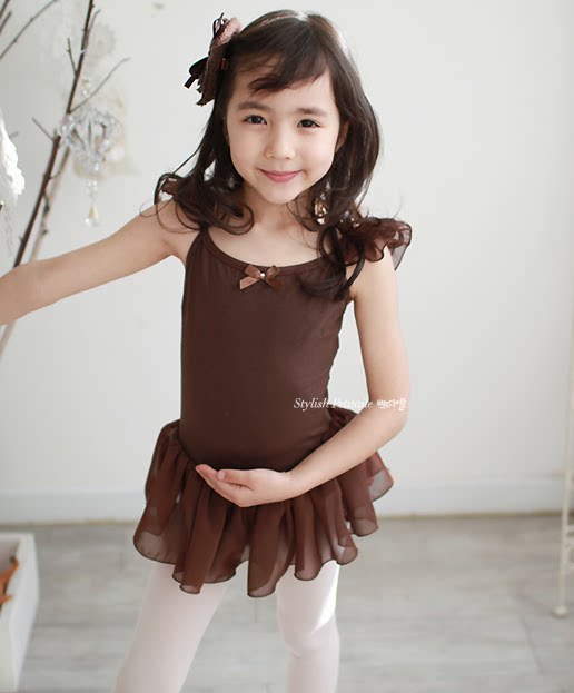 韩国进口正品儿童舞蹈练功演出服女孩少儿宝宝公主考级芭蕾薄纱裙