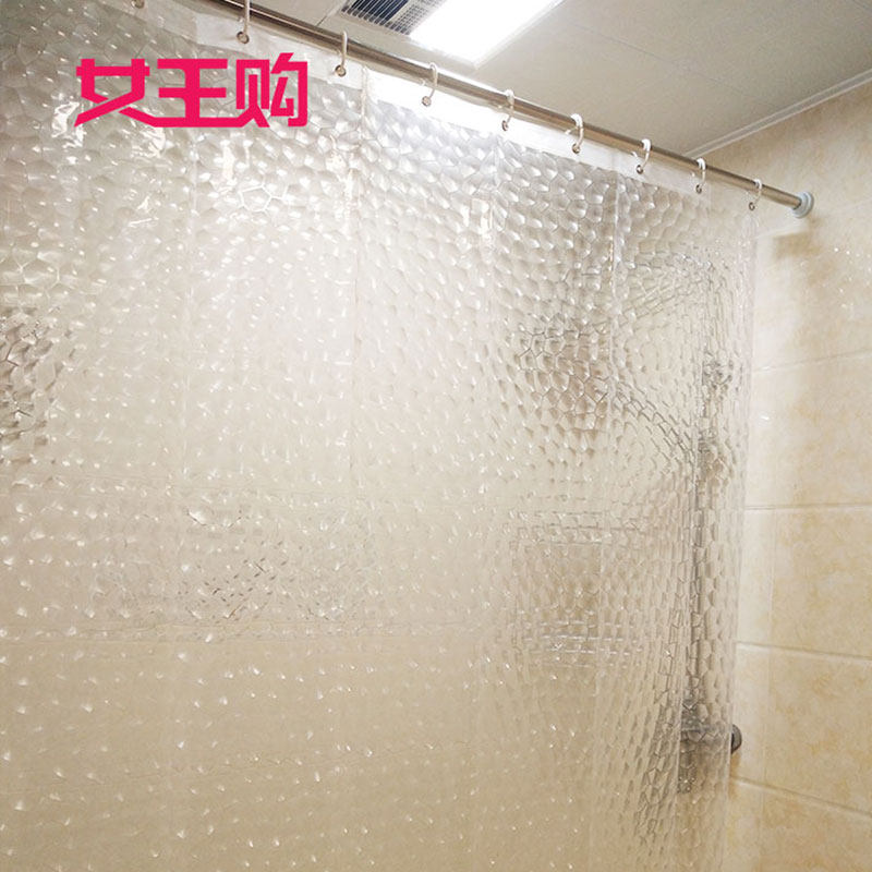 3D水立方浴帘 半透明防水防霉 加厚浴室帘 EVA环保洗澡纯色送挂环