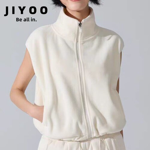 JIYOO新款立领拉链马甲女秋冬运动保暖休闲外套加绒无袖健身背心