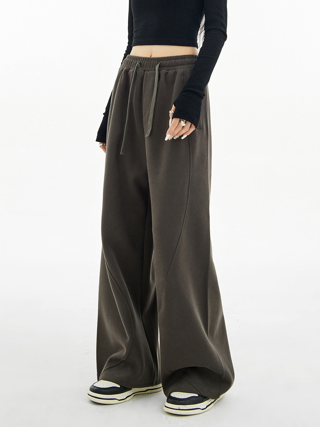 edx简约休闲阔腿裤女潮流时尚气质直筒宽松百搭显瘦学生裤子58135