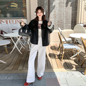 黑色美式甜酷复古皮衣短外套女2025春秋季新款超好看简约PU皮夹克图片