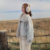 现货！水蓝色皮毛一体短外套B260-5359-P205K288，女装短外套，芭图娜