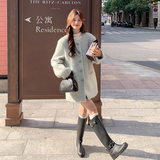 小香风洋气浅绿色羊毛呢子外套女2024冬季新款显瘦小个子毛呢大衣，女装毛呢外套，芭图娜