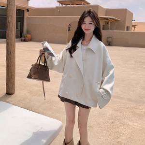 杏色韩系休闲百搭短款风衣外套女2025秋季小个子洋气时尚夹克上衣图片