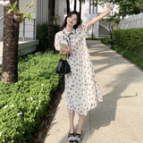 超好看蝴蝶印花衬衫裙女夏季2025新款小个子减龄艺术生奶乖连衣裙，女装连衣裙，芭图娜