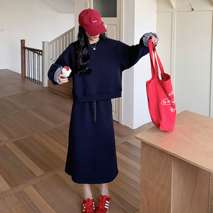 现货！25春新款  高品空气层 拼格藏青色套装260-5052-P165K238图片