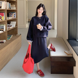现货！25春新款高品空气层拼格藏青色套装260-5052-P165K238，女装套装/套裙，芭图娜