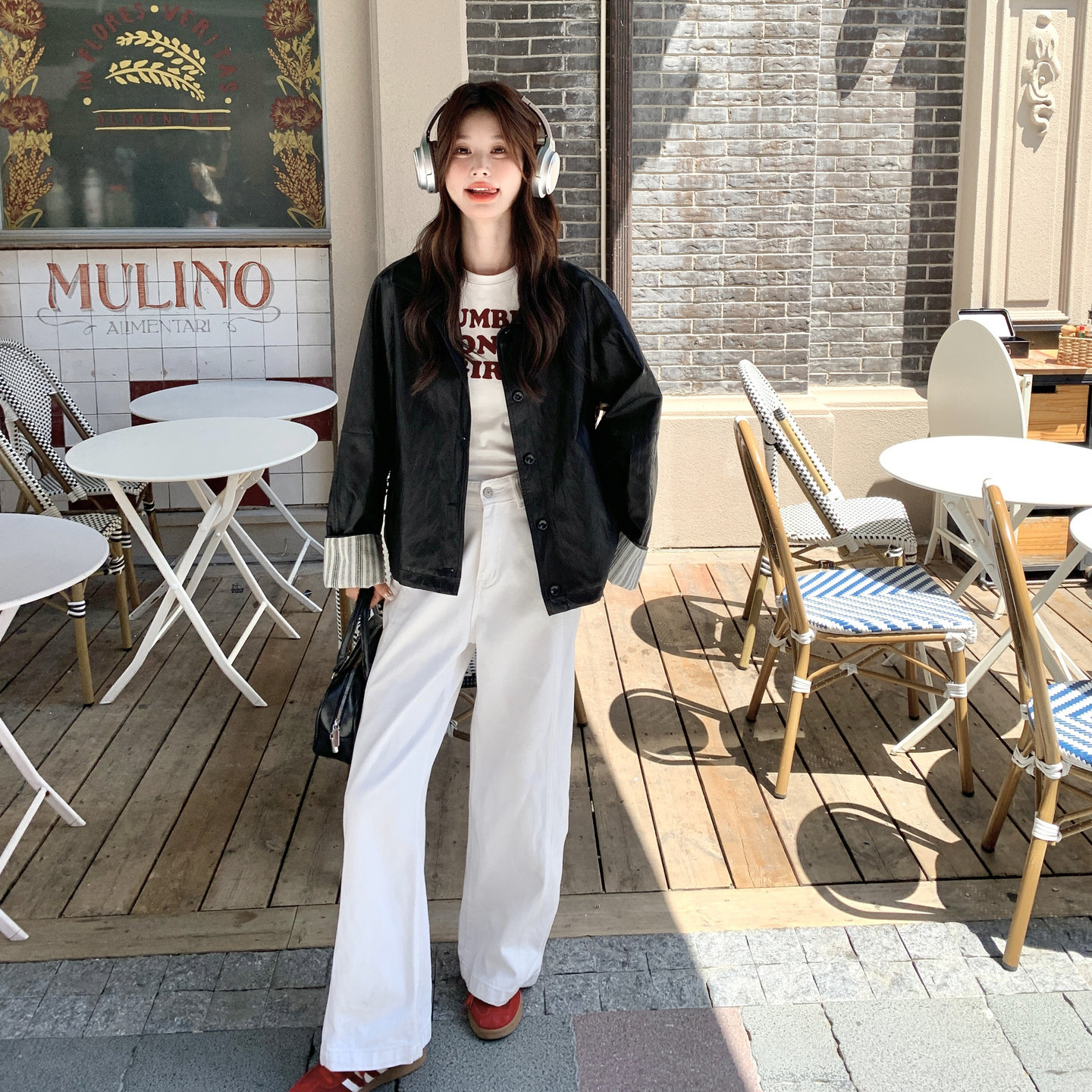 黑色美式甜酷复古皮衣短外套女2025春秋季新款超好看简约PU皮夹克,女装皮衣,芭图娜