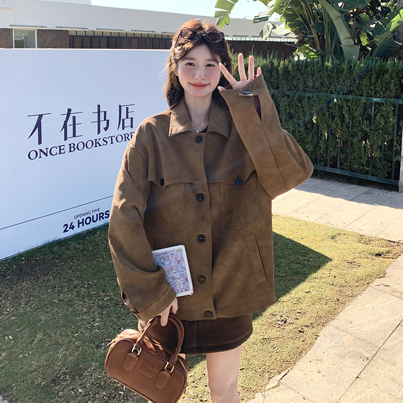 美拉德韩系chic甜辣晕染皮衣外套女春秋2025超火爆款宽松休闲夹克图片
