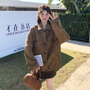 美拉德韩系chic甜辣晕染皮衣外套女春秋2025超火爆款宽松休闲夹克图片