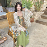 现货！数据好绿色双层连衣裙+钩花罩衫260-5067-P175K258，女装套装/套裙，芭图娜