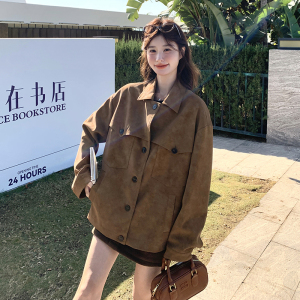 美拉德韩系chic甜辣晕染皮衣外套女春秋2025超火爆款宽松休闲夹克图片