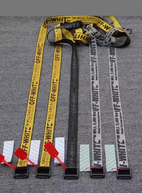 冬毛呢大衣OW黄色腰带羽绒服束腰裤带WHITE工业风格帆布大衣风衣