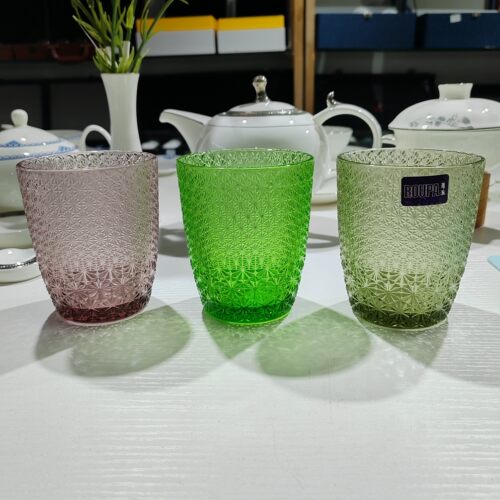 ROUPA罗派复古雕刻彩色玻璃杯酒店民宿家用餐厅水杯牛奶杯饮料杯