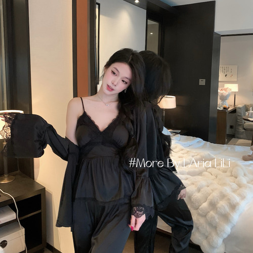 LAria早春开场白 吊带冰丝性感睡衣女春秋款纯欲风2025新款家居服