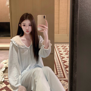 LAria奶系软妹 睡衣女长袖2026新款海岛绒秋冬季薄绒日系家居服
