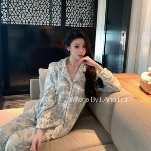 冬季 2025新款 加绒加厚高级感家居服 海岛绒睡衣女秋冬款 伦敦迷雾