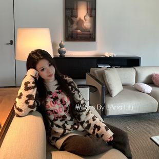 冬季 2025新款 珊瑚绒 高级加厚家居服半边绒睡衣女秋冬款 摩卡奶豹