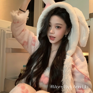 加绒加厚夹棉冬季 2025新款 家居服 睡衣女珊瑚绒秋冬款 LAria甜甜兔