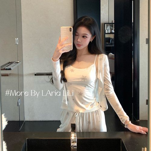 LAria雪花三件套 性感莫代尔春秋季睡衣女2026新款高级纯欲家居服