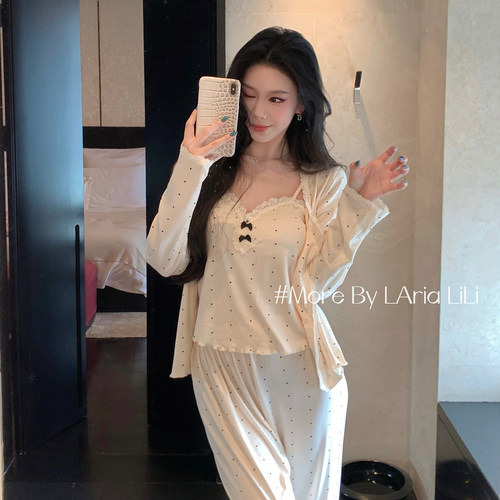 LAria软软宅家 性感秋季莫代尔睡衣女春秋款2026新款家居服三件套