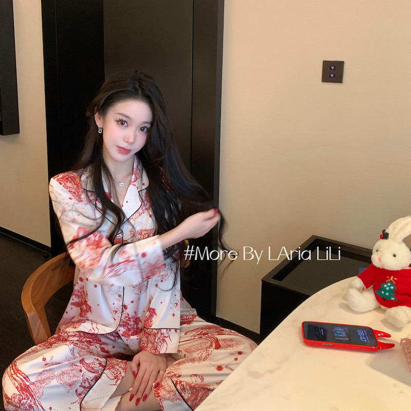 好运千金 性感冰丝睡衣女春秋款2026新款高级新年红色网红家居服