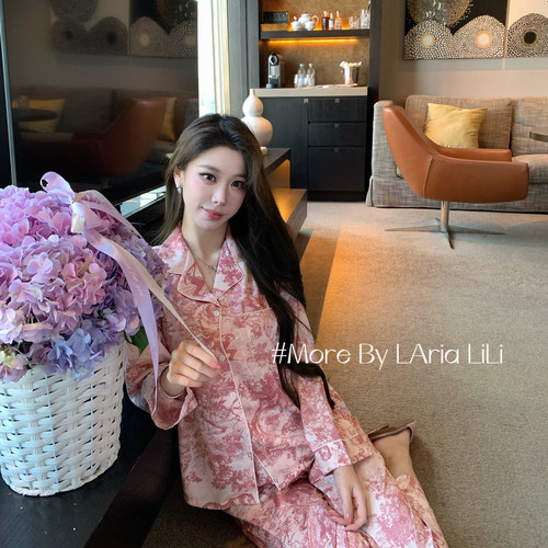 LAria落日玫瑰 冰丝睡衣女高级感春秋季2026新款家居服秋款套装