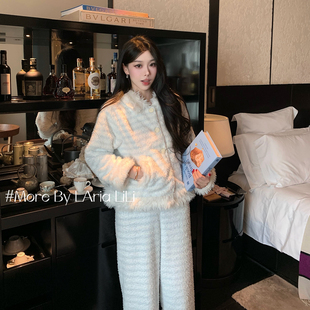 冬季 2025新款 家居服 珊瑚绒睡衣女三层夹棉加绒加厚秋冬款 LAria