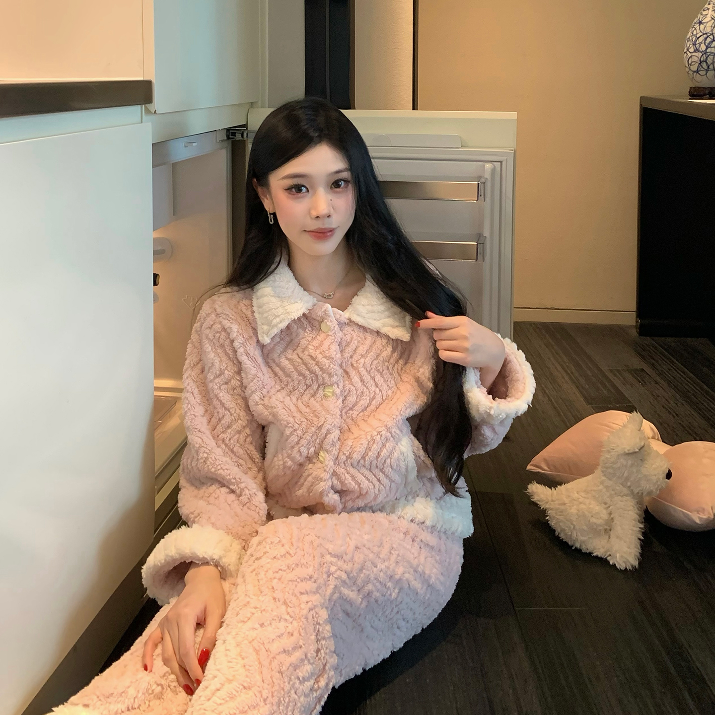 软软棉花糖 珊瑚绒睡衣女秋冬款2025新款冬季三层加绒加厚家居服