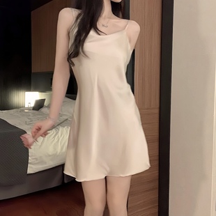 露背吊带睡裙女冰丝性感荡领高级感丝绸 夏季 LAria 微醺百利甜