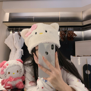 帽子加厚绒显脸小保暖可爱Kitty猫月子帽 冬季 LAria 软软KT猫