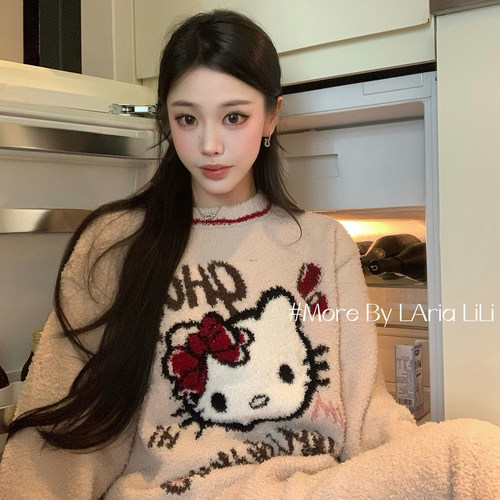LAria绒绒KT 睡衣女半边绒秋冬款2026新款家居服冬季纯欲加绒加厚