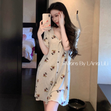 LAria*  性感莫代尔睡裙夏季新款2025睡衣女高级感家居服带胸垫