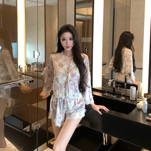 LAria香榭玫瑰 冰丝睡衣女夏季性感2026新款纯欲风家居服四件套