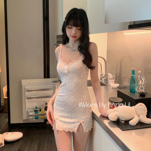 LAria 吊带蕾丝性感纯欲睡裙舒适睡衣女牛奶丝夏2025新 橘味汽水