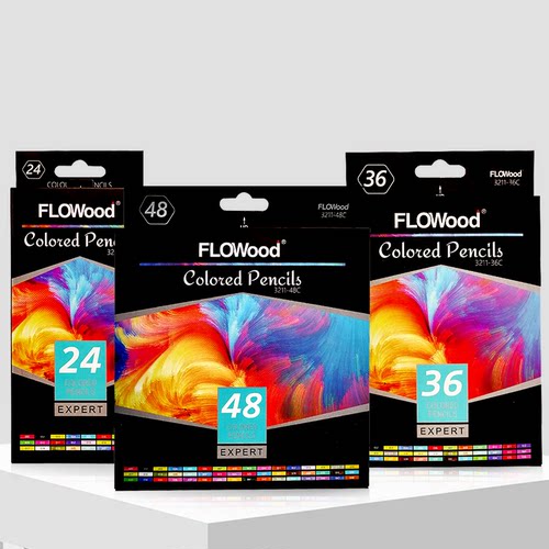 好质量德国品牌 FLOWood原单素描彩铅25 36 48色彩色铅笔
