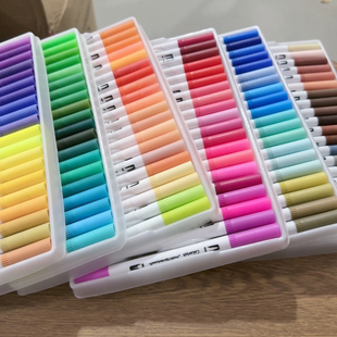 出口单120色水性双头彩色勾线笔软头水彩笔儿童画笔绘画套装