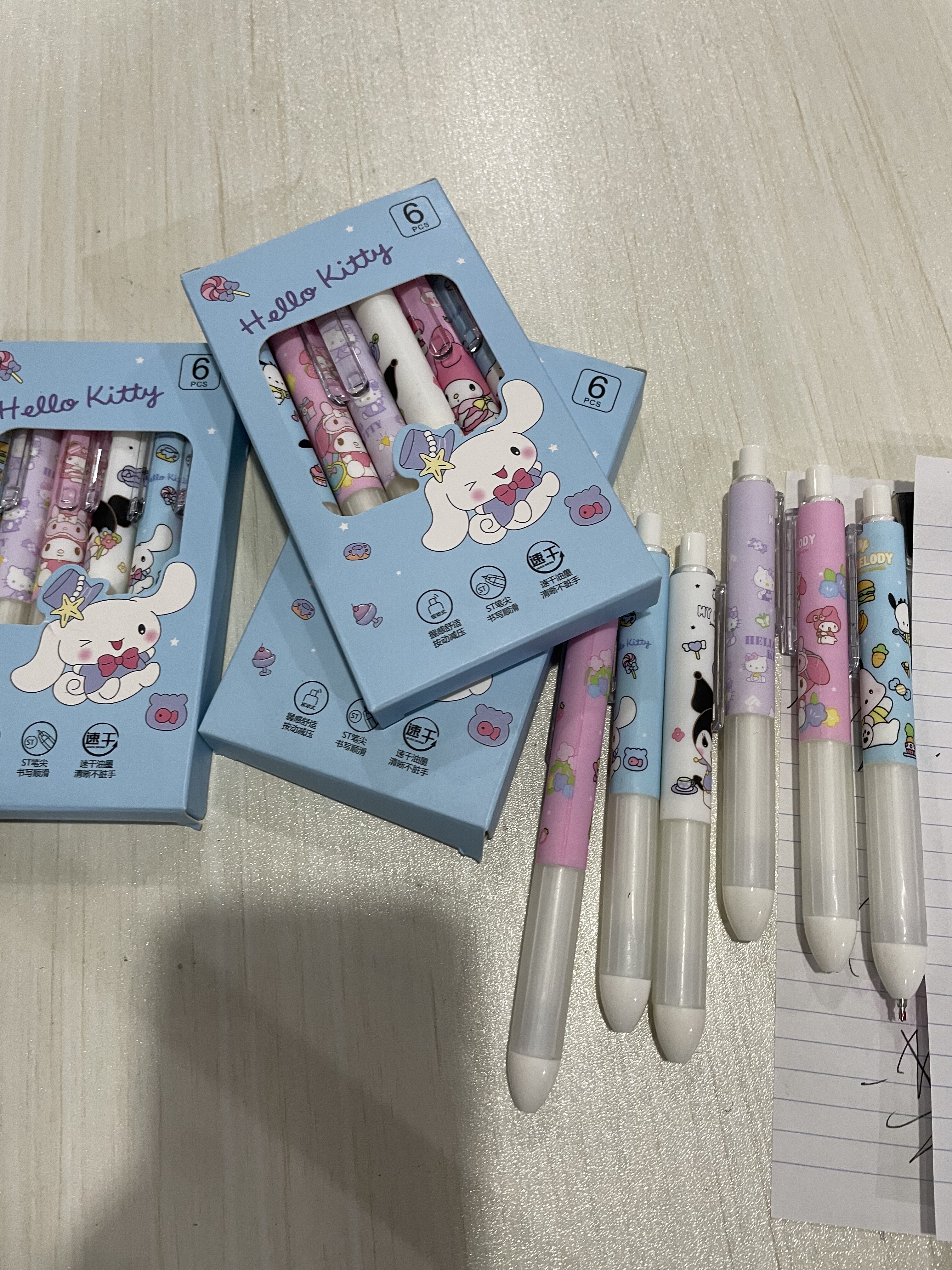 三盒按动笔ins风高颜值0.5速干中性笔学生可爱少女刷题笔黑