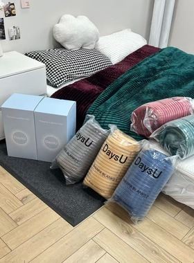 美国官网在售 超大加厚双面毛毯 法兰绒毯子220*240cm  一个